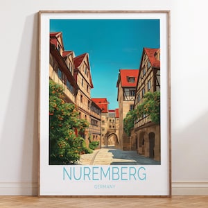 Póster de viaje de Núremberg, Alemania, arte mural de viaje por Alemania, impresión de viaje de Núremberg, regalos de inauguración de casa, regalos de boda