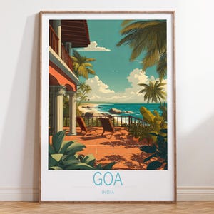 Impresión de viaje a Goa, India, póster de viaje a la India, impresión de arte mural de Goa, regalo de boda, regalo de cumpleaños, decoración del hogar