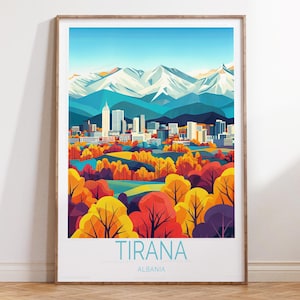 Tirana Albania Travel Poster, Albania Travel Wall Art, Tirana Travel Print, House Warming Gifts, Custom Travel Poster