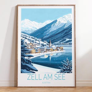 Zell Am See Austria Wall Art Print, Zell Am See Salzburg Travel Poster, Austria Winter Print, Home Decor, Wedding Gifts