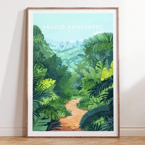 Amazonas Regenwald Wand Kunst Druck, Brasilien Reise Poster, Amazonas Regenwald Brasilien Reise Poster, Minimalistisches Stadtbild