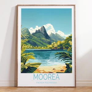 Impression de voyage Moorea en Polynésie française, impression d&#39;art mural Moorea, affiche de voyage en Polynésie française, cadeaux d&#39;anniversaire, décoration d&#39;intérieur