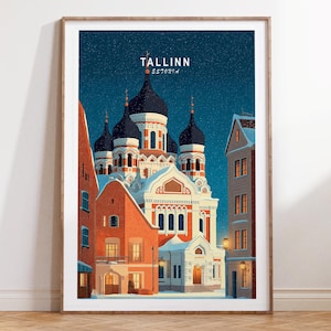 Tallinn Wall Art Print, Estonia Travel Print, Estonia Tallinn Travel Poster, Minimalist Travel Poster. Birthday Gifts