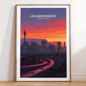 Johannesburg Wand Kunst Druck, Johannesburg Südafrika Reise Poster, Südafrika Reise Druck, Minimalistische Stadtansicht