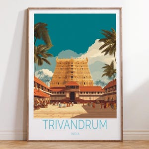 Stampa di viaggio a Trivandrum, India, poster di viaggio in India, arte murale di viaggio a Trivandrum, regali di inaugurazione della casa, regalo di compleanno