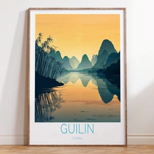 Guilin China Travel Wall Art, China Travel Poster, Guilin Travel Print, Custom Travel Poster, Personalised Travel Gifts