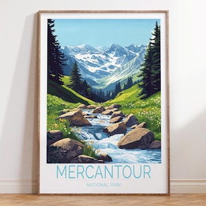 Poster di viaggio del Parco Nazionale del Mercantour, stampa di viaggio del Parco Nazionale, stampa di viaggio del Mercantour, regali di nozze, regali di inaugurazione della casa