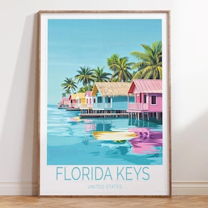 Florida Keys United States Travel Print, United States Wall Art Print, Florida Keys Travel Poster, Personalized Travel Gifts, Wedding Gifts
