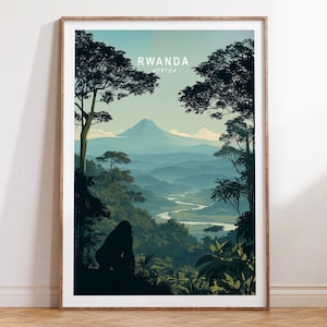 Impresión de viaje a Ruanda, arte mural de viaje a Ruanda, África, póster de viaje a África, póster de viaje minimalista, regalo de boda