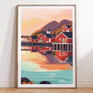 Bodo Reise-Druck, Norwegen Reise-Plakat, Bodo Norwegen Wand-Kunst-Druck, Minimalistisches Stadtbild, personalisierte Reisegeschenke