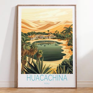 Huacachina Peru Travel Poster, Peru Travel Print, Huacachina Travel Wall Art, Custom Travel Poster, Birthday Present