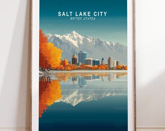 Salt Lake City United States Travel Print, United States Travel Poster, Salt Lake City Wall Art Print, Minimalist Cityscape