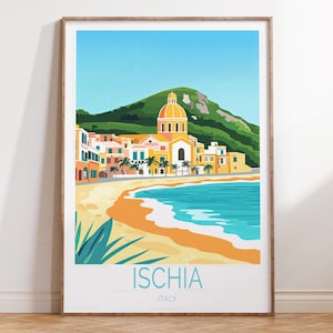 Ischia Italien Reiseplakat, Italien Reisedruck, Ischia Reisewandkunst, personalisierte Reisegeschenke, House Warming Geschenke