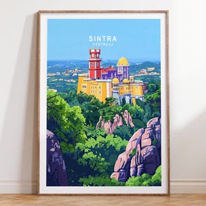 Stampa di viaggio di Sintra, poster di viaggio di Sintra, Portogallo, arte murale di viaggio in Portogallo, poster di viaggio minimalista, regali di nozze