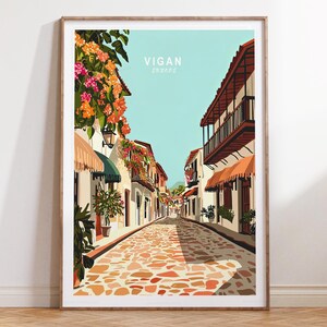 Vigan Philippinen Reise - Poster, Vigan Philippinen Reise, Wandkunst, minimalistisches Stadtbild, personalisierte Geschenke
