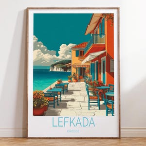 Lefkada Greece Travel Poster, Greece Wall Art Print, Lefkada Travel Print, House Warming Gifts, Personalised Gifts