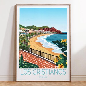 Los Cristianos Tenferiffa Reise-Druck, Kanvas Reise-Plakat, Los Cristianos Wand-Kunst-Druck, House Warming Geschenke, Hochzeitsgeschenke