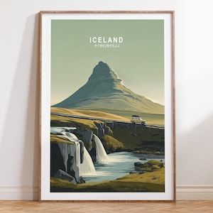 Iceland Wall Art Print, Kirkjufell Travel Print, Iceland Kirkjufell Travel Poster, Minimalist Cityscape, Home Decor