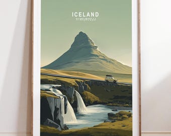 Iceland Wall Art Print, Kirkjufell Travel Print, Iceland Kirkjufell Travel Poster, Minimalist Cityscape, Home Decor
