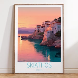 Impressão de viagem de Skiathos, Grécia, pôster de viagem da Grécia, impressão de arte de parede de Skiathos, presentes de inauguração de casa, presente de aniversário