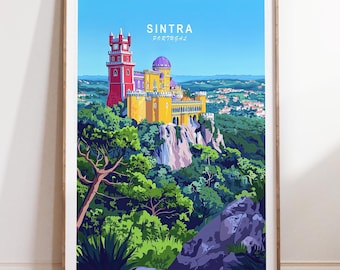 Sintra Travel Poster, Portugal Travel Print, Sintra Portugal Wall Art Print, Home Decor Gifts, Minimalist Cityscape