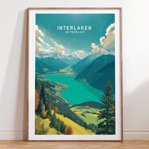 Interlaken Travel Print, Switzerland Wall Art Print, Interlaken Switzerland Travel Poster, Minimalist Travel Poster