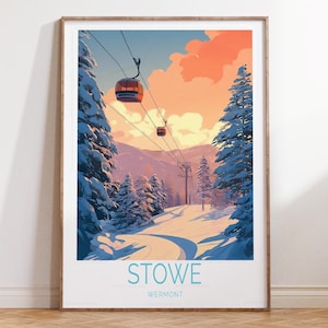Stowe Vermont Wall Art Print, Vermont Winter Poster, Stowe Ski Print, Home Decor Gifts, Birthday Gifts, Wedding Gifts