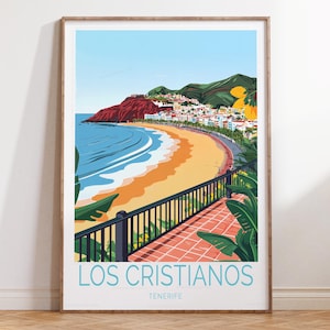 Los Cristianos Tenferiffa Reise-Plakat, Teneriffa Reise-Wandkunst, Los Cristianos Reise-Druck, personalisierte Geschenke, Geburtstagsgeschenke