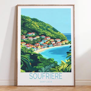 Soufriere St. Lucia Wand Kunst Druck, Soufriere Reise Poster, St. Lucia Reise Druck, Benutzerdefiniertes Reise Plakat, Hochzeitsgeschenke