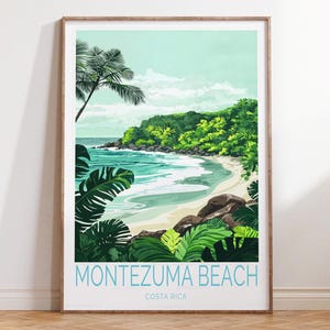 Montezuma Beach Costa Rica Reisedruck, Montezuma Beach Reisewandkunst, Costa Rica Reiseplakat, personalisierte Reisegeschenke