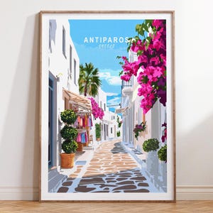 Antiparos Reise-Druck, Antiparos Griechenland Reise-Wandkunst, Griechenland Reise-Druck, minimalistisches Reiseplakat, Geburtstagsgeschenke