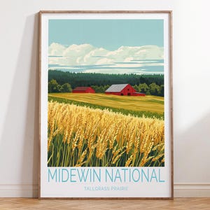 Midewin National Tallgrass Prairie Reiseplakat, Midevin National Reisedruck, Tallgrass Prairie Reisewandkunst, Wohndekorgeschenke