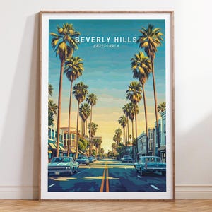 Beverly Hills California Travel Print, California Travel Wall Art, Beverly Hills Travel Poster, Home Decor, Birthday Gifts