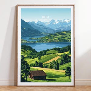 Rigi Travel Print, Rigi Switzerland Travel Wall Art, Switzerland Travel Poster, Home Decor Gifts, Minimalist Cityscape