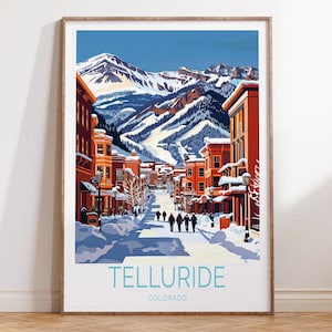 Impressão de parede de Telluride, Colorado, pôster de inverno do Colorado, impressão de esqui em Telluride, pôster de viagem personalizado, presente de aniversário