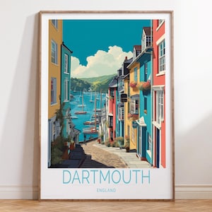 Dartmouth England Travel Poster, England Travel Wall Art, Dartmouth Travel Print, Home Decor Gifts, Birthday Present