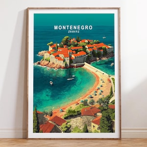 Montenegro Travel Poster, Europe Travel Print, Montenegro Europe Travel Wall Art, Minimalist Travel Poster, Wedding Gifts