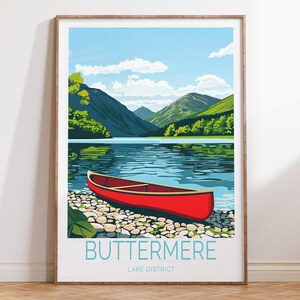 Buttermere Seenplatte Reise Poster, Buttermere Reise Wandkunst, Seenplatte Reisedruck, House Warming Geschenke