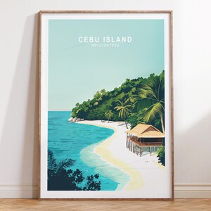 Impression de voyage sur l'île de Cebu aux Philippines, affiche de voyage aux Philippines, impression d'art mural sur l'île de Cebu, cadeaux déco, paysage urbain minimaliste