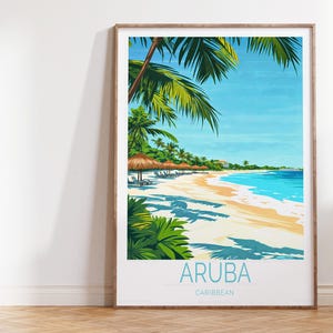 Aruba Karibik Reiseplakat, Aruba Island Reisedruck, Karibik Wand Kunst Druck, Personalisiertes Reiseplakat, Wohnkultur
