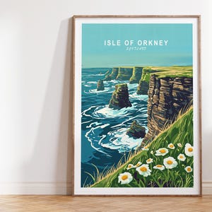 Isle Of Orkney Schottland Reise Druck, Isle Of Orkney Wand Kunst Druck, Schottland Reise Poster, Minimalistisches Stadtbild, Wohnkultur