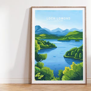 Loch Lomond Travel Print, Loch Lomond Scotland Wall Art, Scotland Travel Poster, Minimalist Cityscape, House Warming Gifts