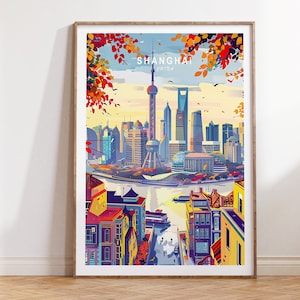 Shanghai Travel Print, China Shanghai Poster, China Travel Wall Art, Shanghai Tower Poster, Personalized Gifts, Birthday Gifts
