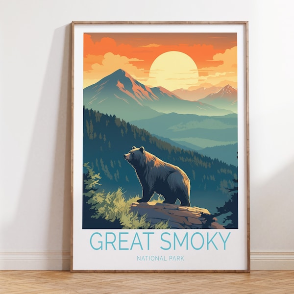 Great Smoky Mountains National Park Travel Poster, Great Smoky Mountains Poster, Great Smoky Mountains National Park Travel Wall Art