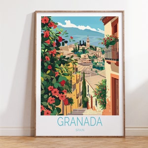 Grenada Spanien Reise-Druck, Spanien Grenada Reise-Wandkunst, Wohnkultur, Spanien-Stadt-Druck, Hochzeitsgeschenke, Geburtstagsgeschenk