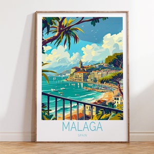 Malaga Spain Travel Poster, Spain Travel Gift, Malaga Travel Wall Decor, Malaga Coastal Poster, Birthday Gifts, Wedding Gifts