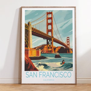 San Francisco California Travel Poster, San Francisco California Print, California Travel Wall Art, Golden Gate Bridge Poster