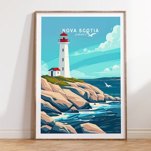 Cartaz de viagem da Nova Escócia para o Canadá, presente de viagem para o Canadá, decoração de parede de viagem da Nova Escócia, pôster do Castelo de Halifax, presentes de aniversário