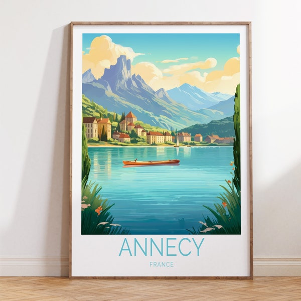 Affiche de voyage Annecy France, Affiche Annecy France, Art mural de voyage Annecy France, Cadeau de voyage France, Cadeau voyageur