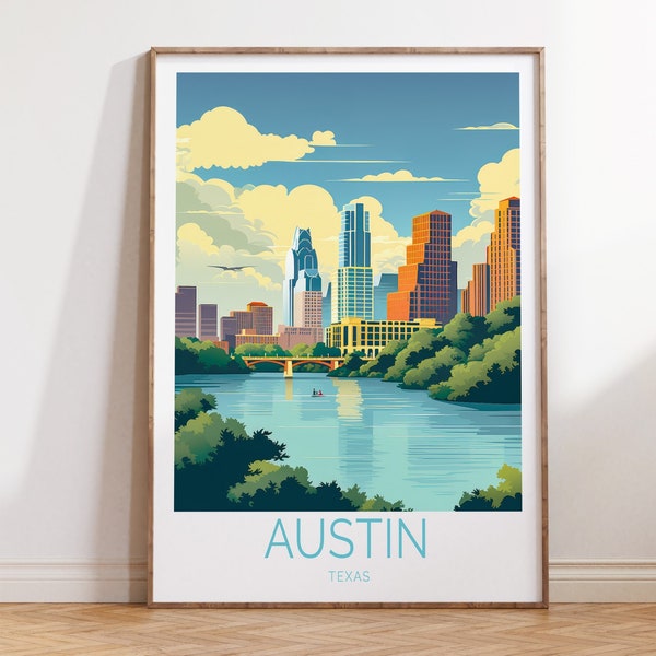 Austin Travel Poster, Austin Texas Poster, Austin Travel Wall Art, Austin Texas Travel Gift, Birthday Gifts, Traveler Gifts